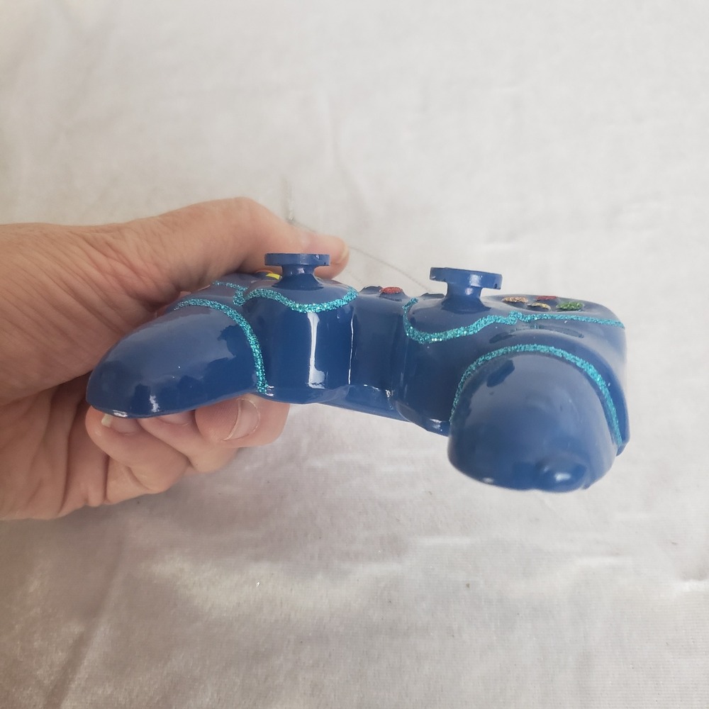 Transpac Glass Christmas Ornament Blue Game Controller Christmas Tree Decoration - Picture 5 of 7